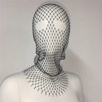 COVR Rhinestone Mesh Hood – Avant-Garde Statement-Hat-SAINT CHIC