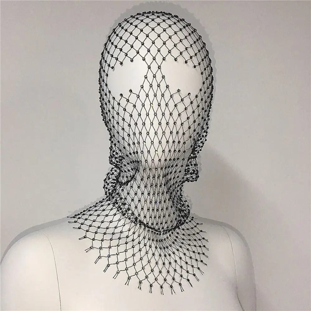 COVR Rhinestone Mesh Hood – Avant-Garde Statement-Hat-SAINT CHIC