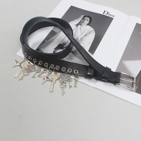 KEY CHARM Leather Belt