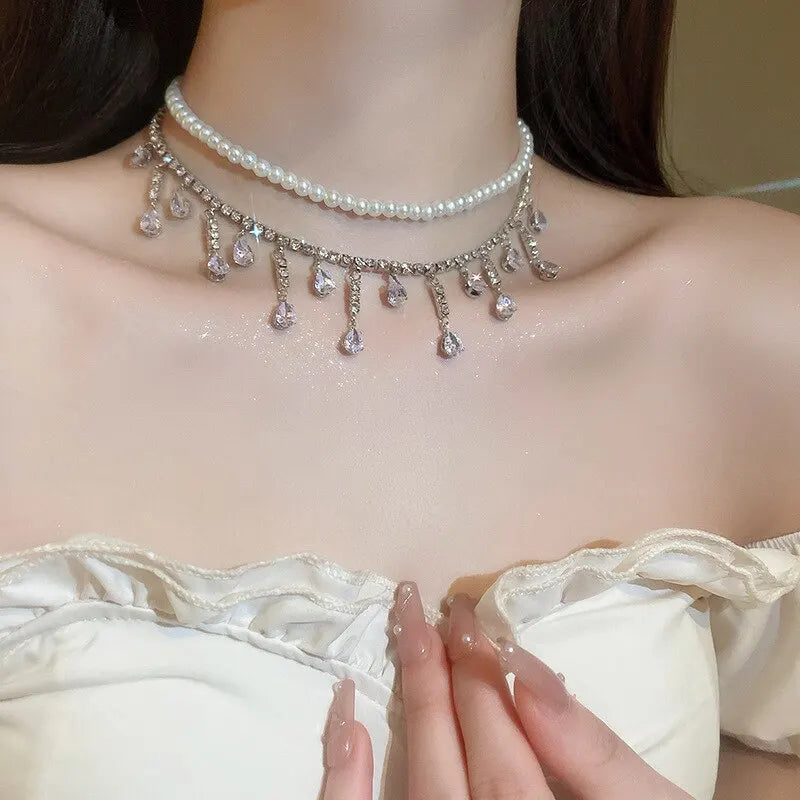 CASCADE Pearl Crystal Necklace