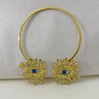 EVIL EYE SUNBURST CHOKER – Gold Crystal Collar Necklace-Necklace-SAINT CHIC