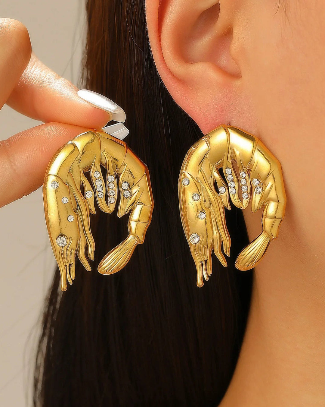 GILDA Prawn Earrings-earring-SAINT CHIC Image principale du produit