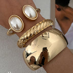 GILDED STATEMENT Bangle Set-bracelet-SAINT CHIC