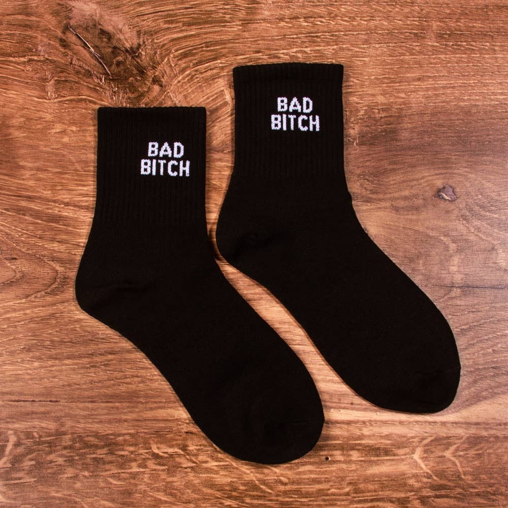 Girly Socks Black / ONE SIZE BAD B*TCH Ankle Socks - Black