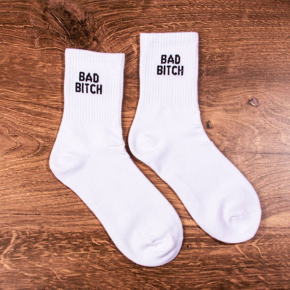 Girly Socks WHITE / ONE SIZE BAD B*TCH Ankle Socks - White