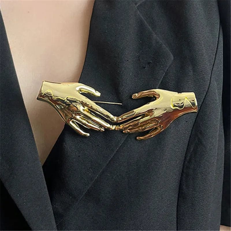 HANDS Sculptural Brooch-brooch-SAINT CHIC Image principale du produit