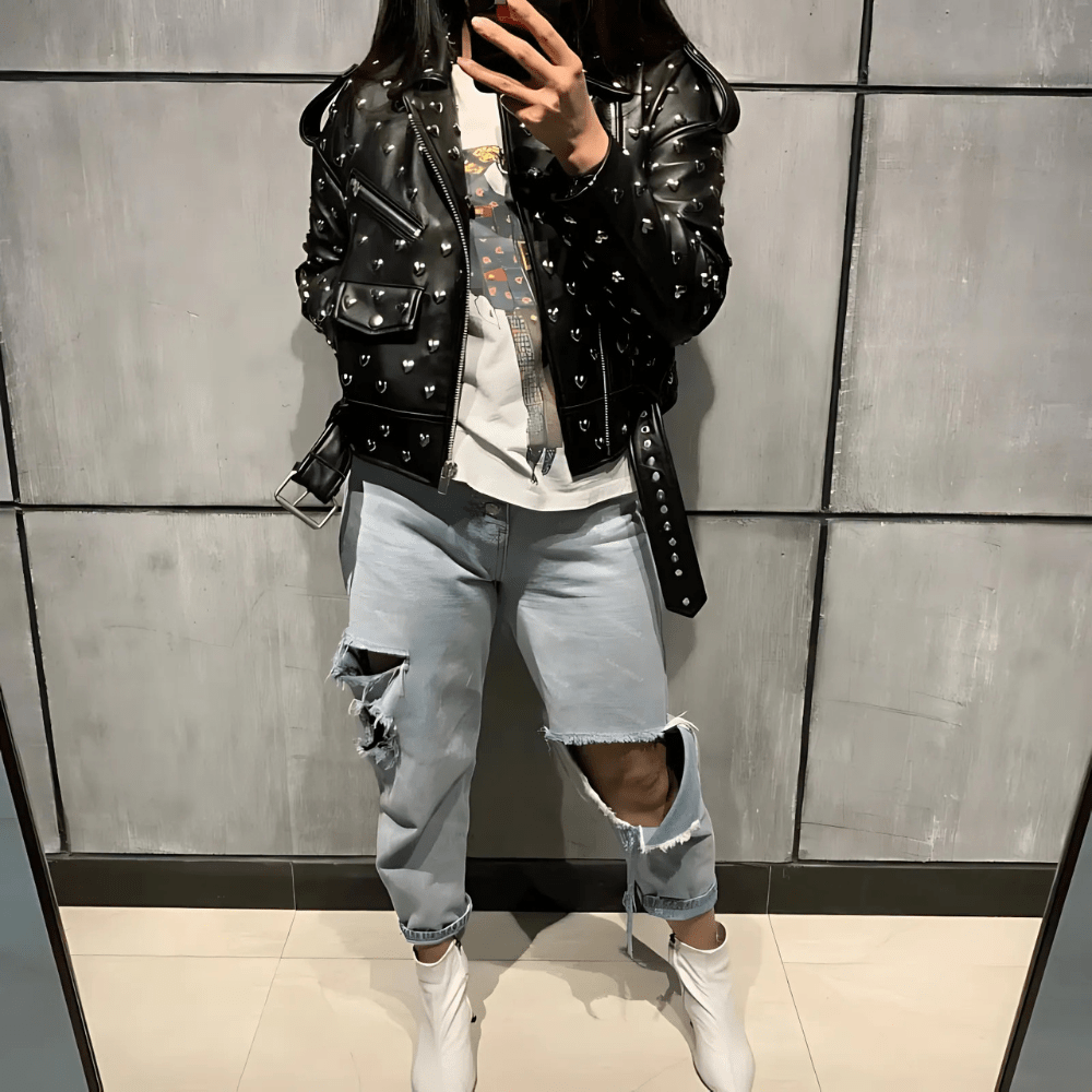HEARTS Biker Jacket-Jacket-SAINT CHIC