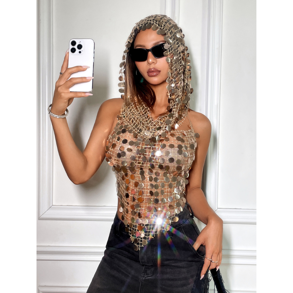 HOODRICH Sequin Net Tank Set-top-SAINT CHIC