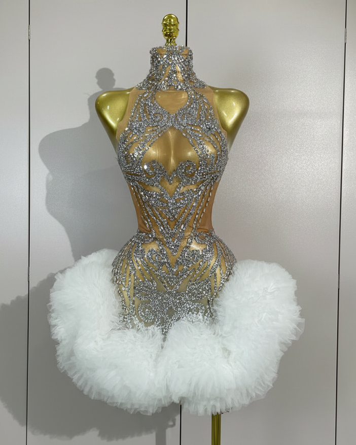 ICE SWAN Mini Dress-dress-SAINT CHIC Main image