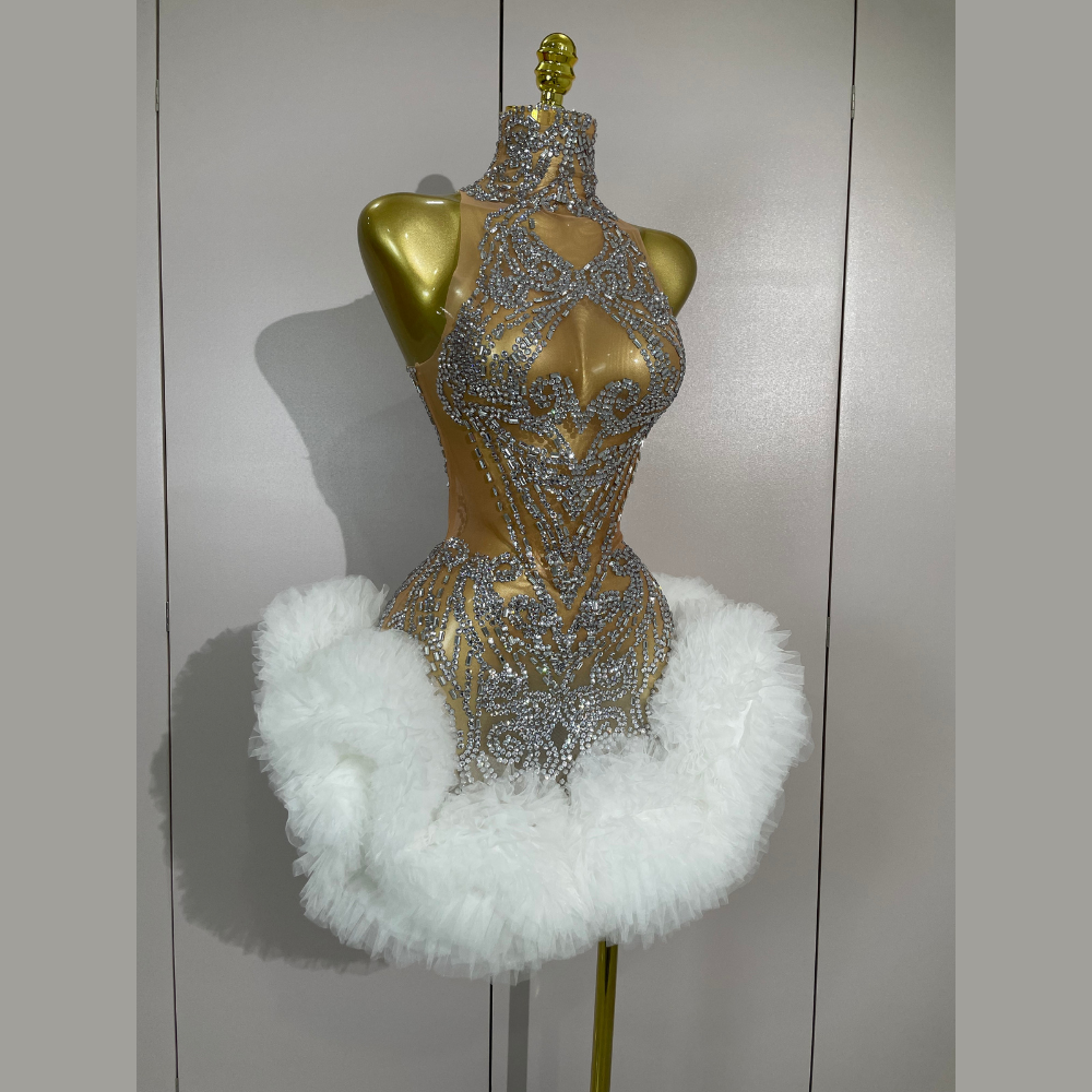 ICE SWAN Mini Dress-dress-SAINT CHIC