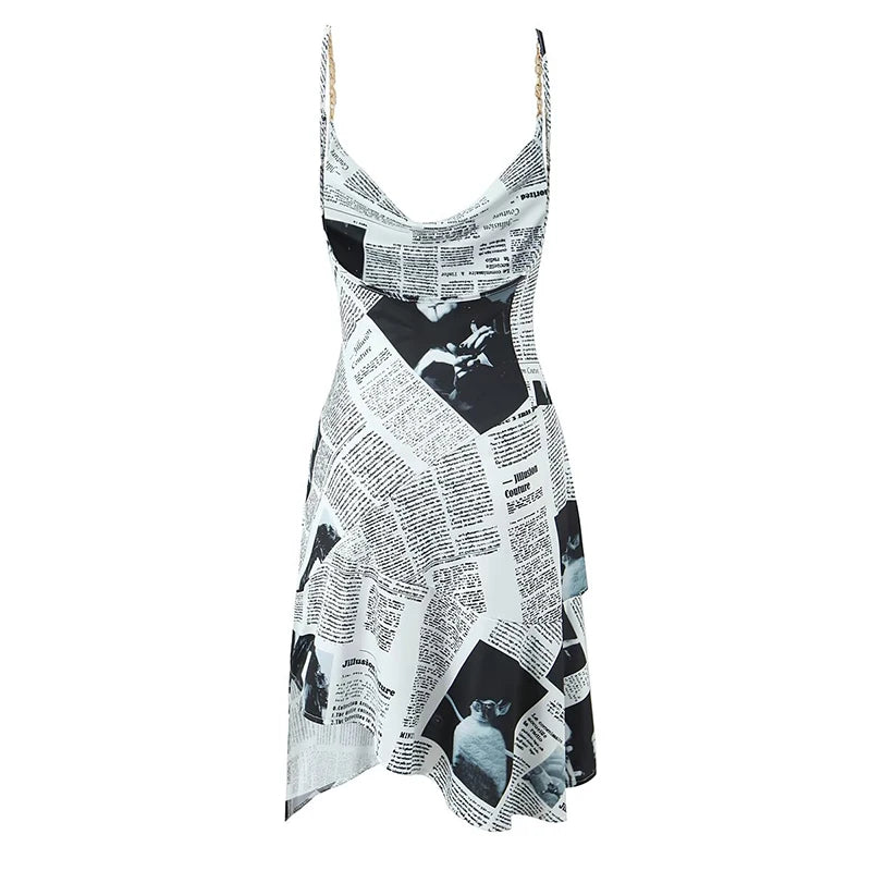 ILLUSION Newspaper Dress-dress-SAINT CHIC