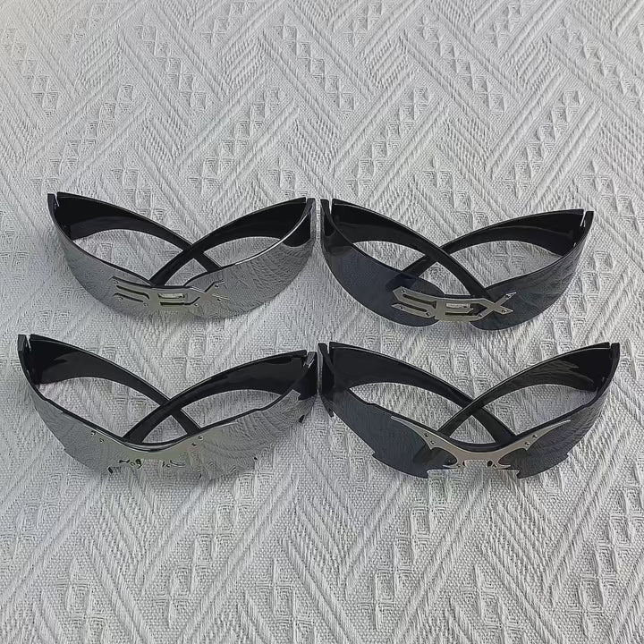 CHROMEWAVE One-Piece Shield – Sculpted Steampunk Shades