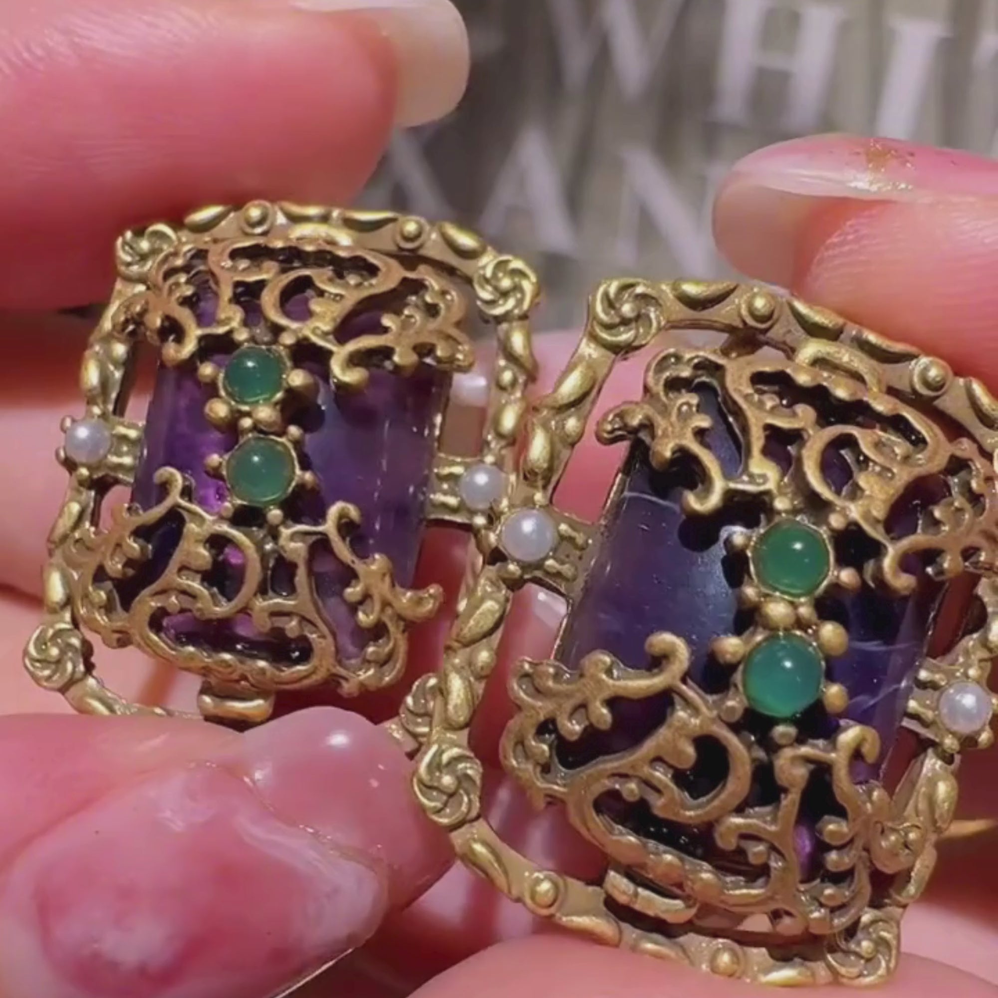 AMETHYST Stone Stud Earrings