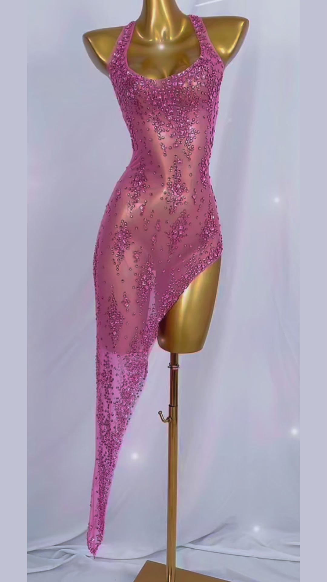 SHATTER Crystal Mesh Asymmetrical Dress