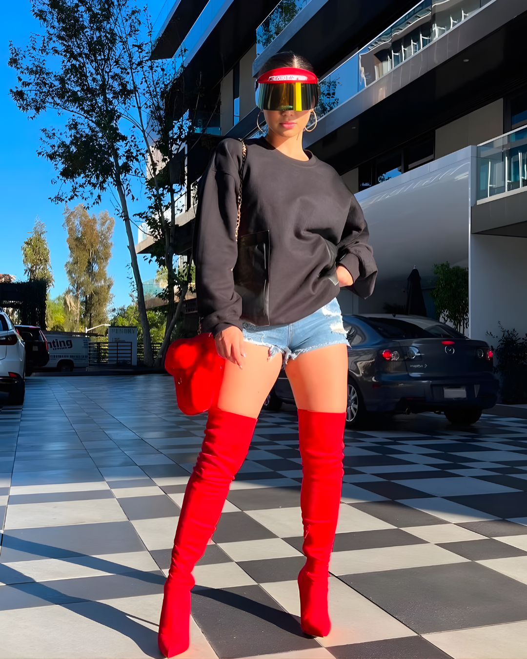Red Flame Paparazzi Visor®-Hats-SAINT CHIC