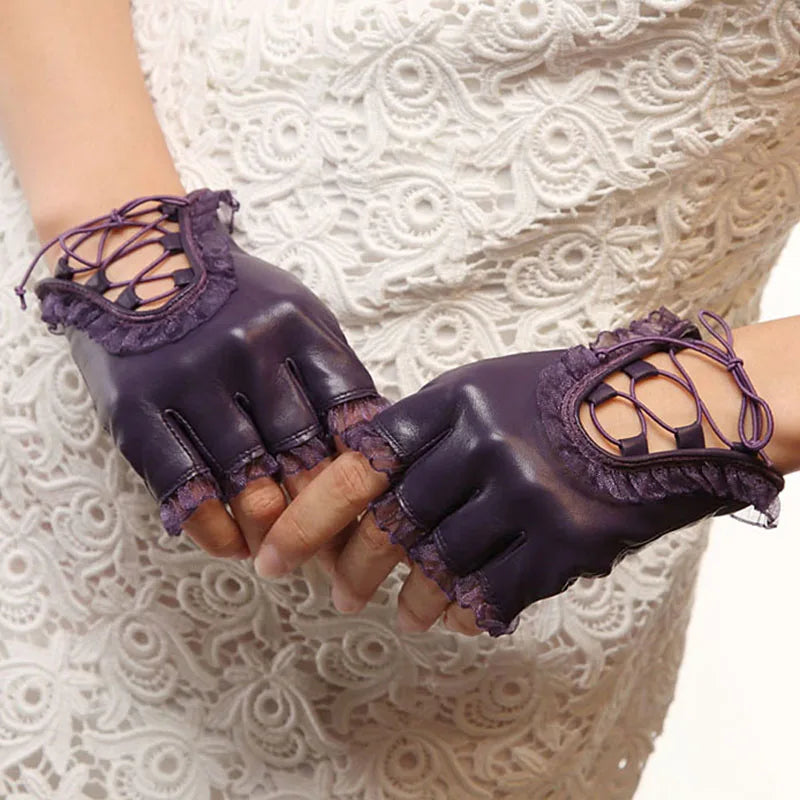 REGENCY Lace-Up Leather Driving Gloves-glove-SAINT CHIC