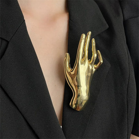 SAINT CHIC brooch Gold Gand HANDS Pins