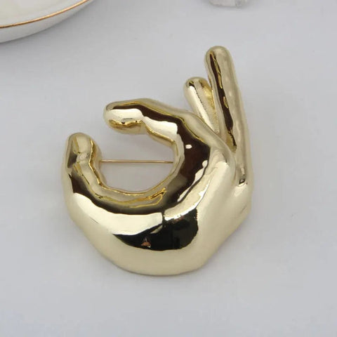 SAINT CHIC brooch Gold Pinch Fingers HANDS Pins