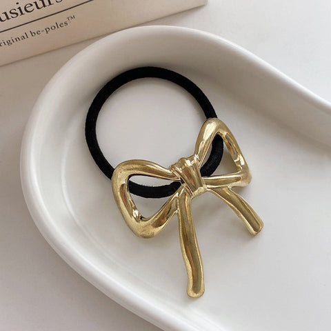 SAINT CHIC hair accesory Gold Ribbon Bow Hair Tie BOWS Metal Hair Pin & Tie