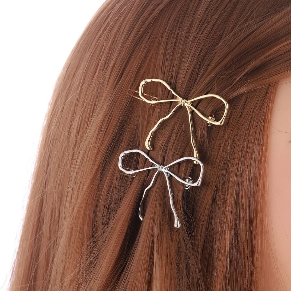 SAINT CHIC hair accesory Gold Wire Bow BOWS Metal Hair Pin & Tie