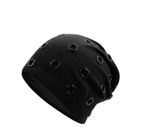 SAINT CHIC Hat Black Black Circles / One Size METAL Beanie Hat