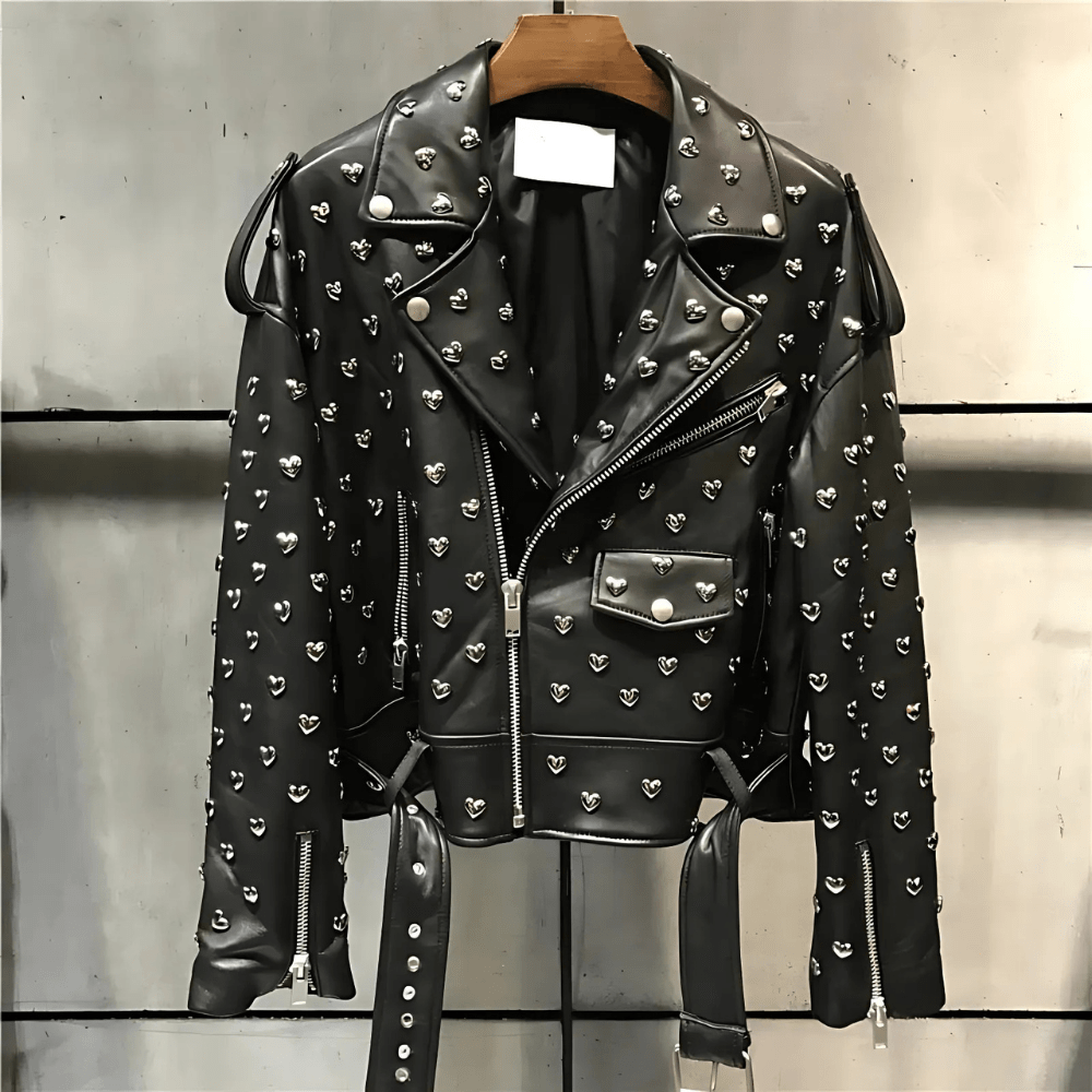 SAINT CHIC Jacket 37 / Black HEARTS Biker Jacket