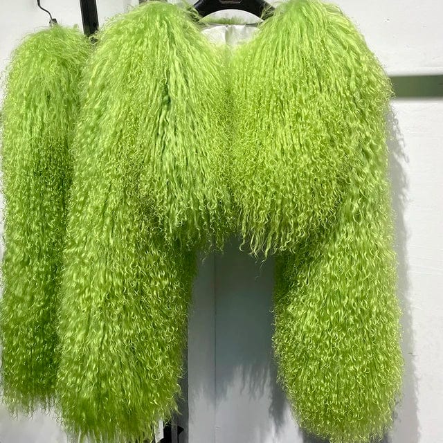 SAINT CHIC Outerwear Lime Green / 34 CURLY Furry Jacket