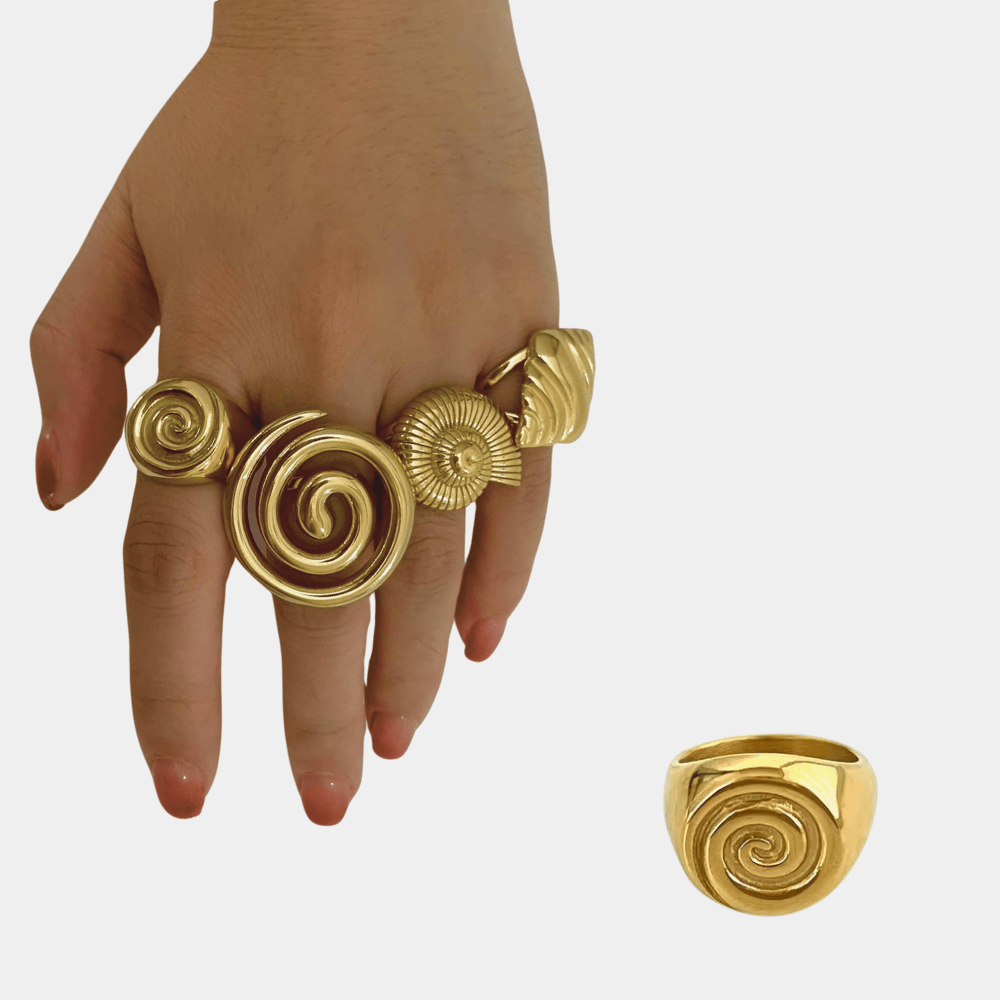 SAINT CHIC Rings 7 / Inlaid Spiral SANDY Rings