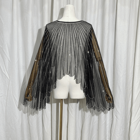 SAINT CHIC top Black NYX Beaded Mesh Cape