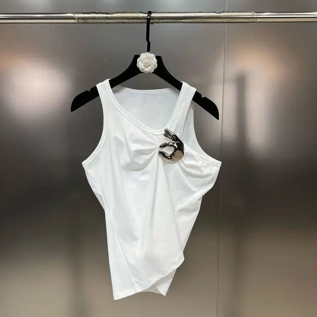 SAINT CHIC Top White / S PINCHED Tank Top