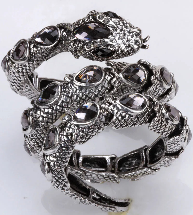 SERPENT Coil Crystal Arm Cuff-Bracelet-SAINT CHIC