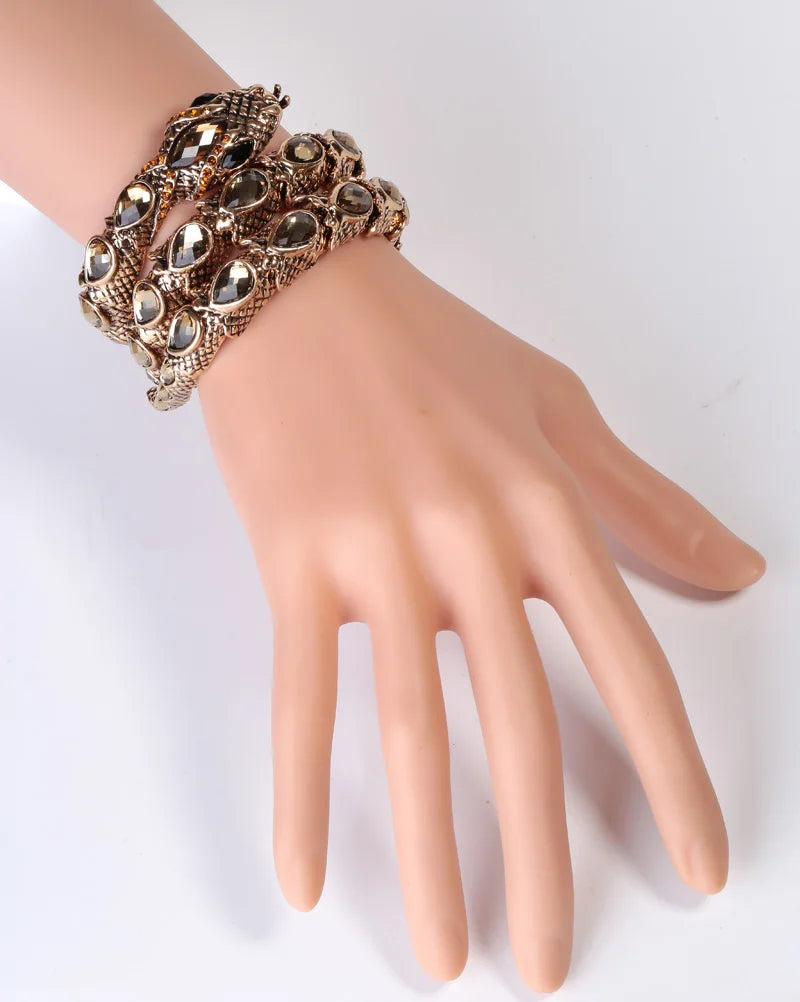SERPENT Coil Crystal Arm Cuff-Bracelet-SAINT CHIC