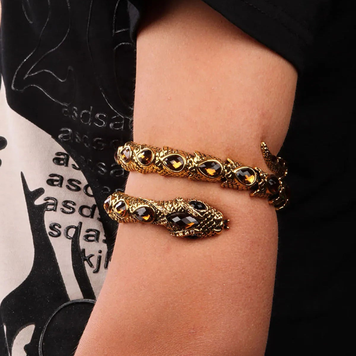SERPENT Coil Crystal Arm Cuff-Bracelet-SAINT CHIC