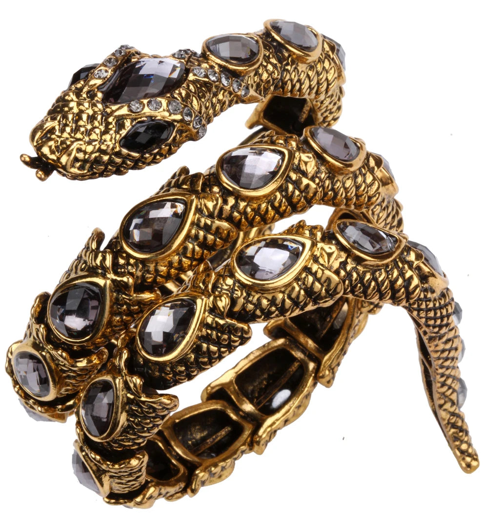 SERPENT Coil Crystal Arm Cuff-Bracelet-SAINT CHIC