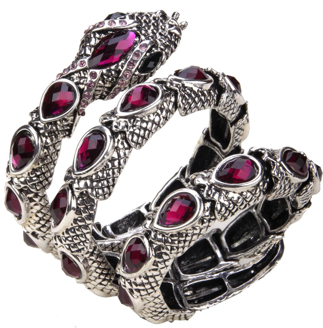 SERPENT Coil Crystal Arm Cuff-Bracelet-SAINT CHIC