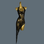 SHATTER Crystal Mesh Asymmetrical Dress-dress-SAINT CHIC