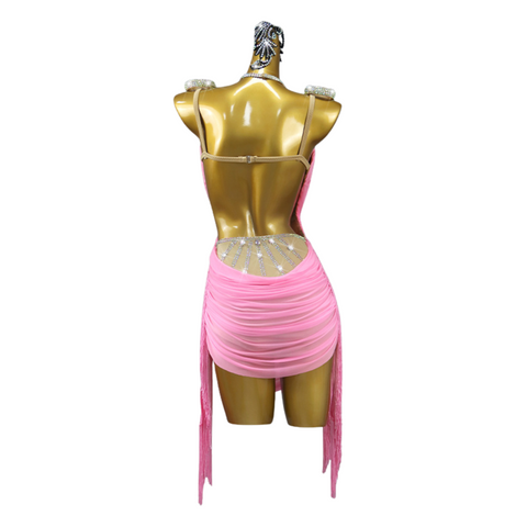 CRYSTAL Fringe Mesh Mini Dress