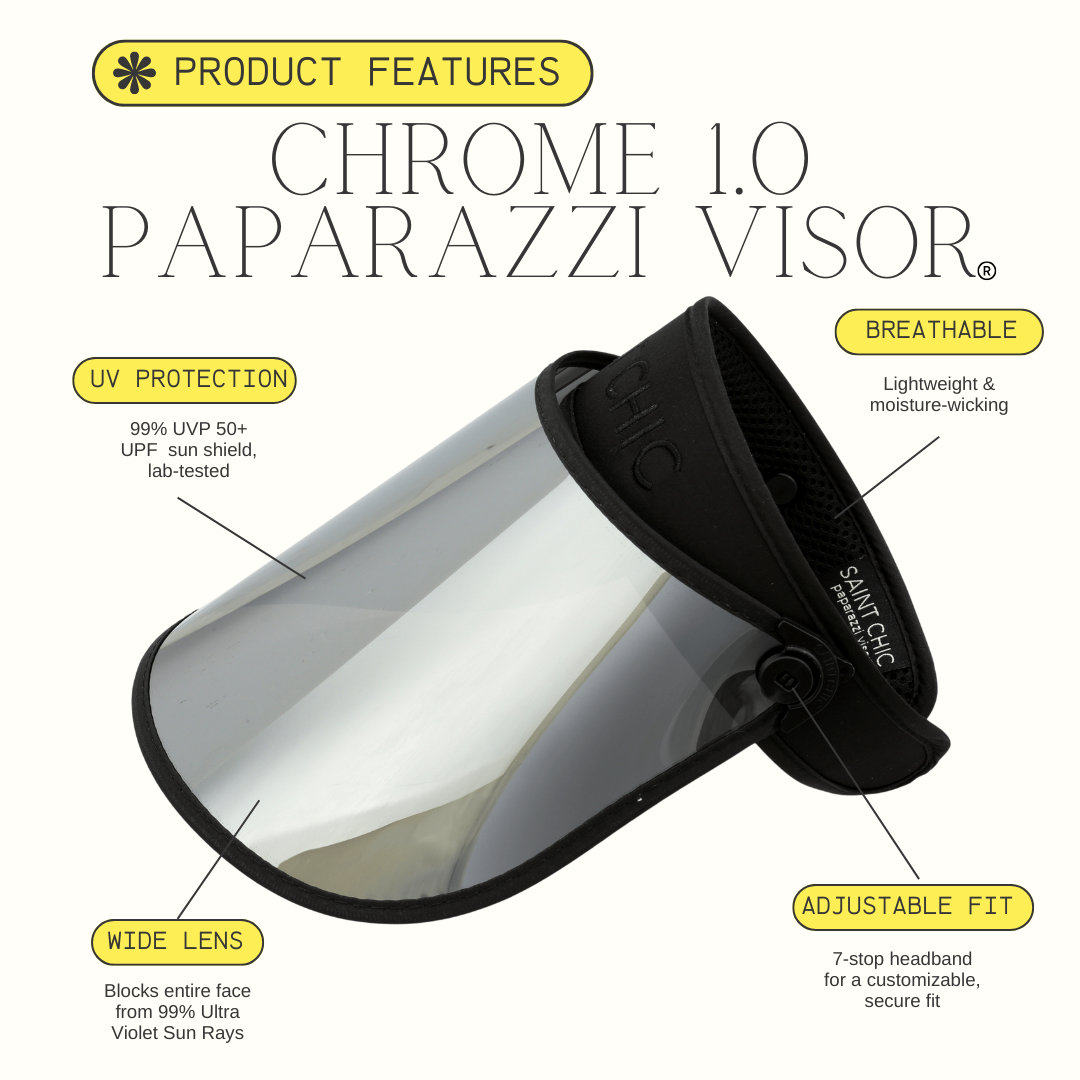 CHROME PAPARAZZI VISOR® Long Lens Sun Shield – 99% UV Protection
