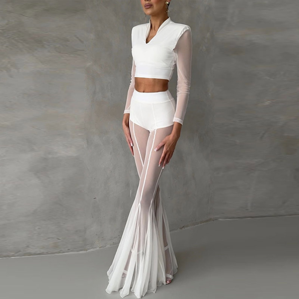 SIREN Sheer Flare Pants-pant-SAINT CHIC
