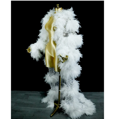 SNOWFALL Opera Duster – Sequin‑Mesh & Tulle Boa Coat