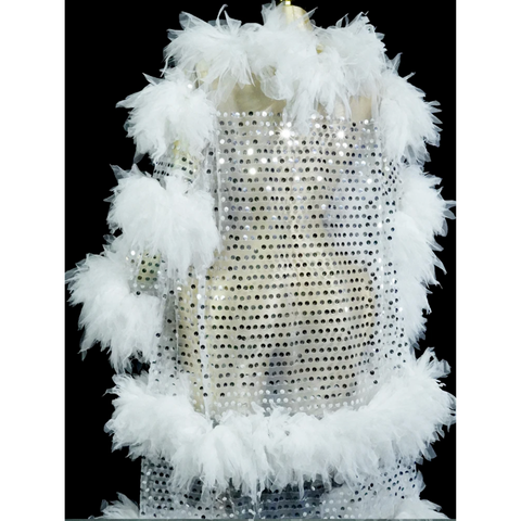 SNOWFALL Opera Duster – Sequin‑Mesh & Tulle Boa Coat