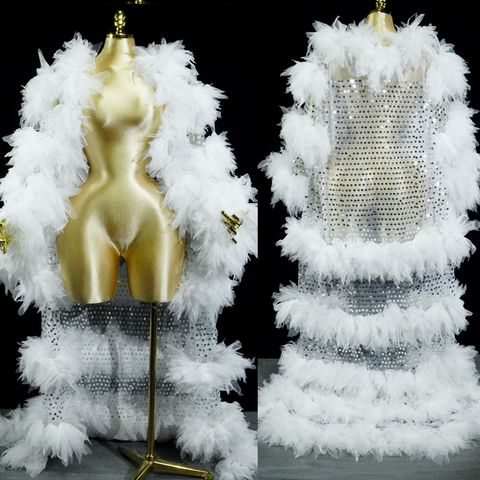 SNOWFALL Opera Duster – Sequin‑Mesh & Tulle Boa Coat