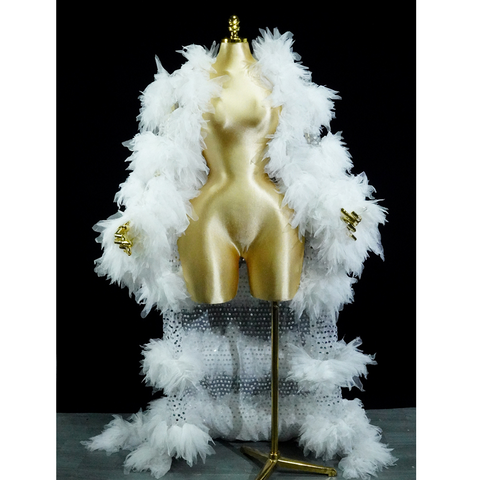 SNOWFALL Opera Duster – Sequin‑Mesh & Tulle Boa Coat