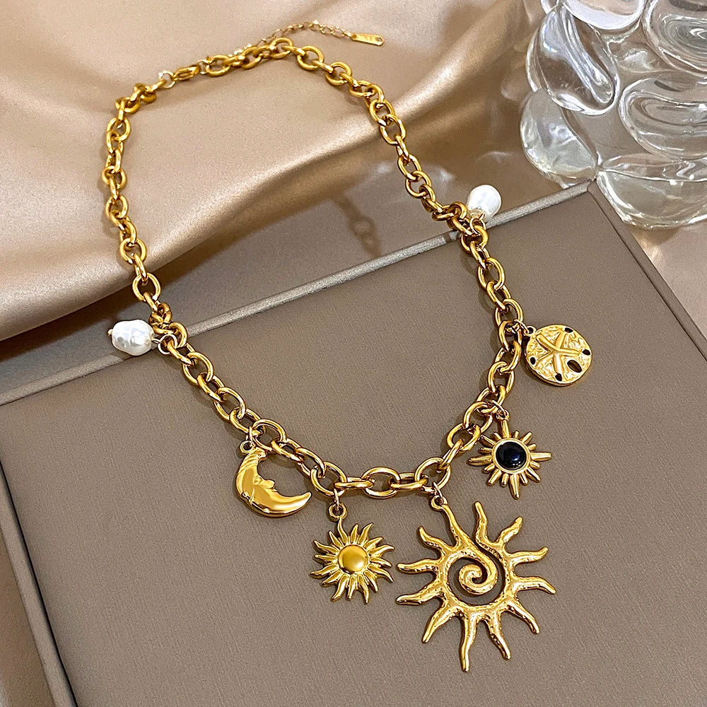 SOL & LUNA Charm Necklace Collection-necklace-SAINT CHIC Image principale du produit