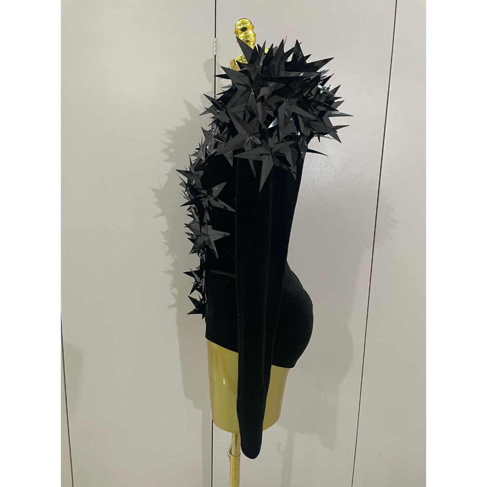 STARBURST Velvet Mesh Illusion Bodysuit-bodysuit-SAINT CHIC