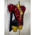 STARBURST Velvet Mesh Illusion Bodysuit-bodysuit-SAINT CHIC