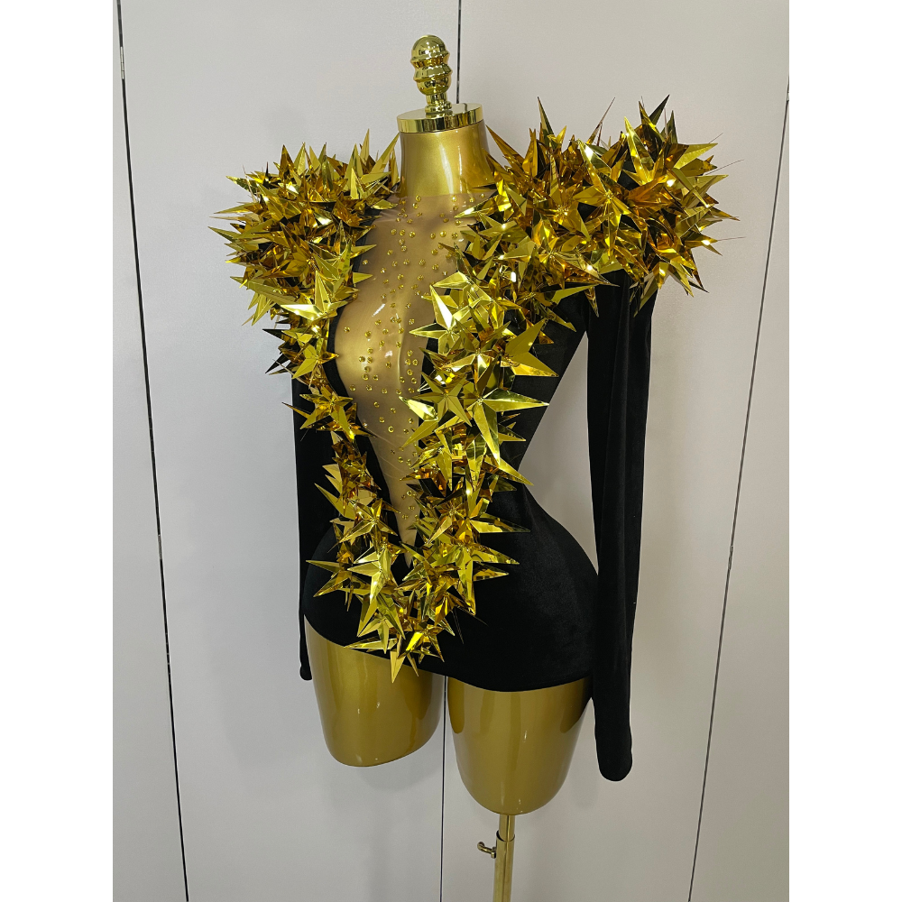 STARBURST Velvet Mesh Illusion Bodysuit Image secondaire du produit