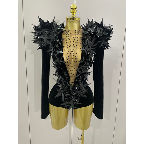 STARBURST Velvet Mesh Illusion Bodysuit