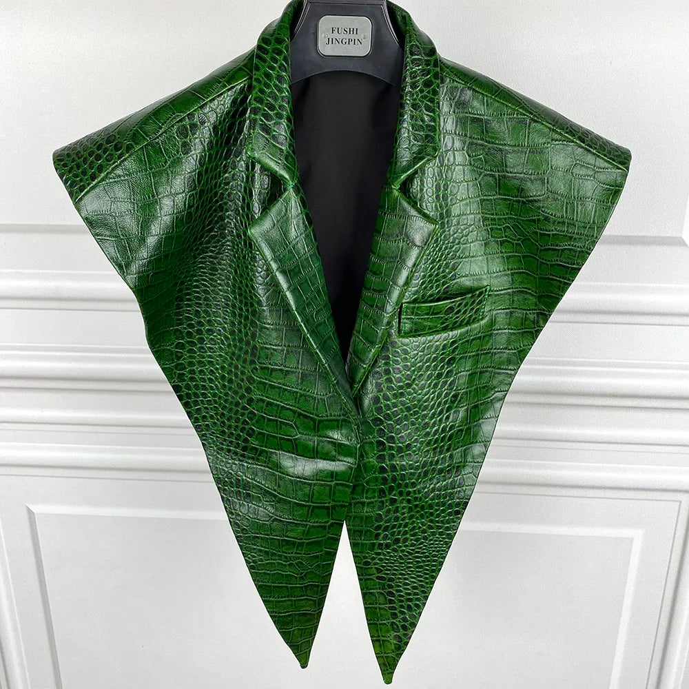 STRUCTURED Leather Shawl Collar Image secondaire du produit