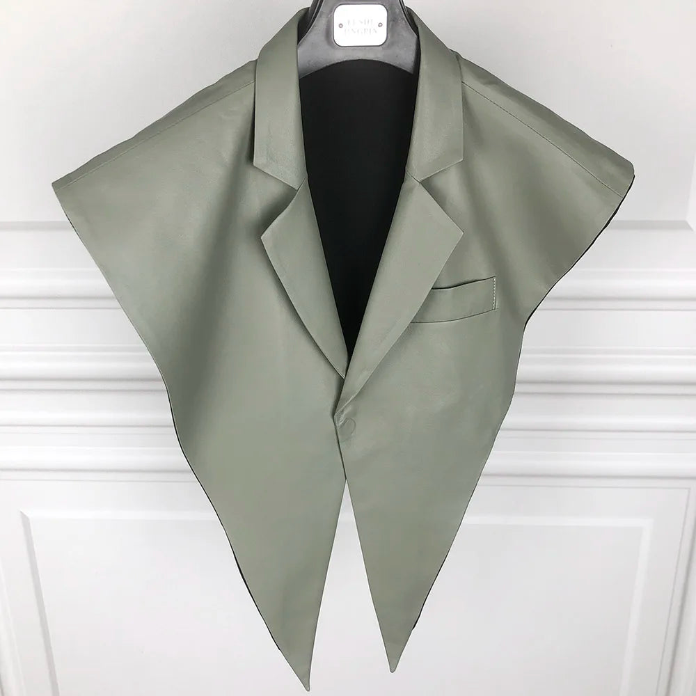 STRUCTURED Leather Shawl Collar-outerwear-SAINT CHIC
